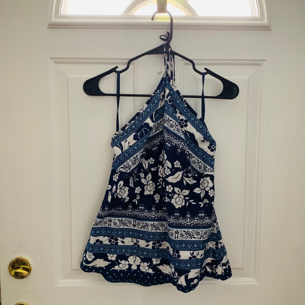 Ann Taylor Loft Floral Halter Tie Top Size 4